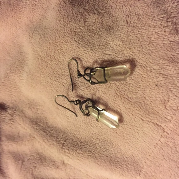 Crystal earrings with silver shepherds hook