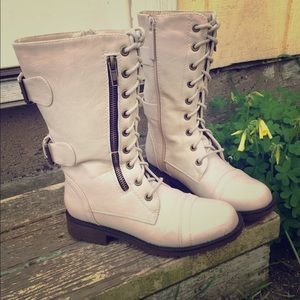 White Combat Boots w/ pockets
