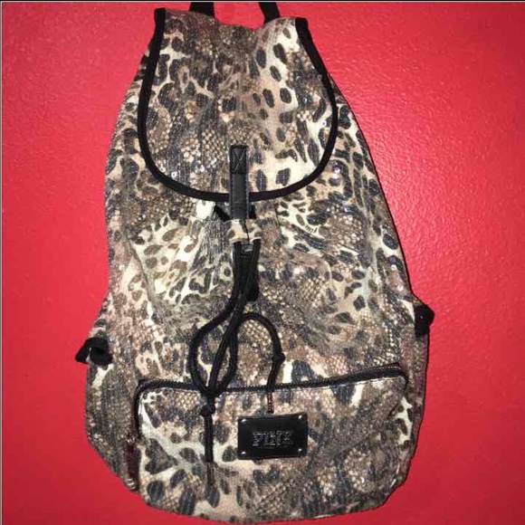 VS PINK Leopard Sequin Backpack