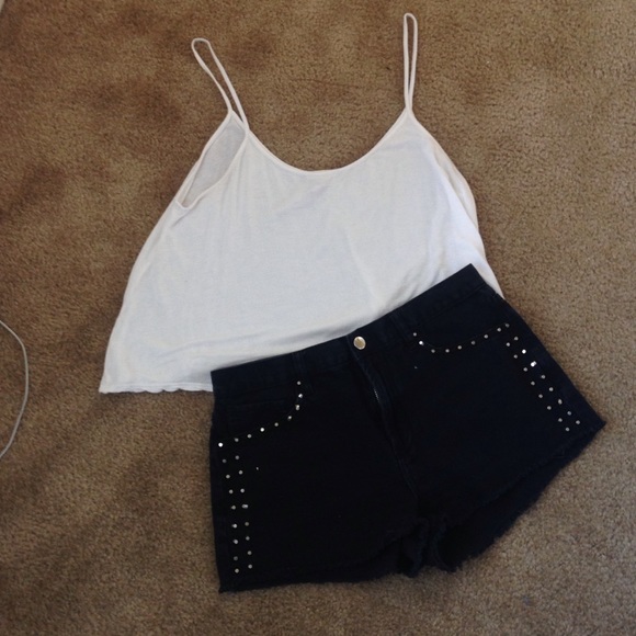 Black studded shorts
