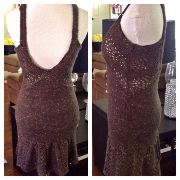 BIKKEMBERGS boho knit/crochet flare bottom dress - Picture 4 of 4