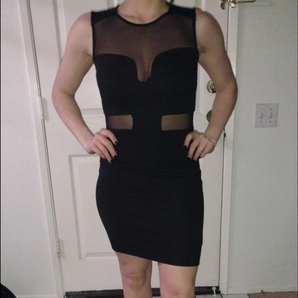 Brand new black H&M dress with mesh panels