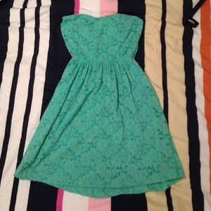 Teal lace dress