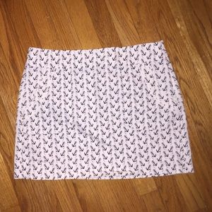 J. Crew White Mini Skirt Navy Anchor Print Sz 8