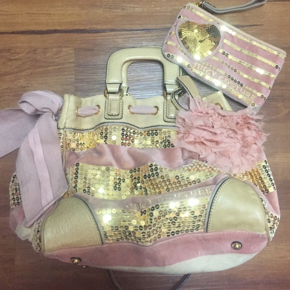 Blush and gold Juicy Couture purse and wristlet