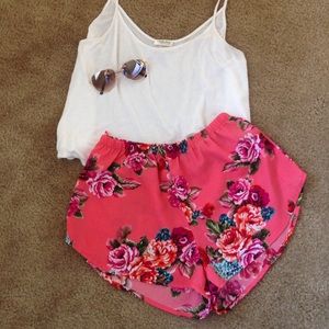 Pink  floral shorts