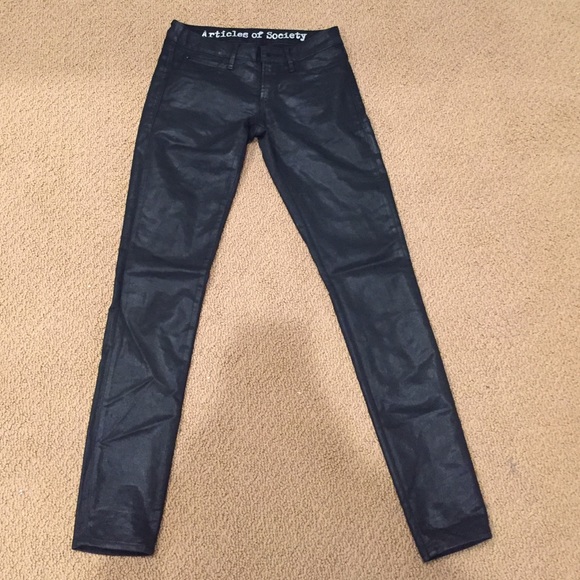 Black coated / faux leather skinny jeans