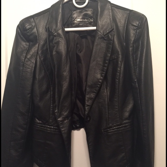 Faux leather blazer