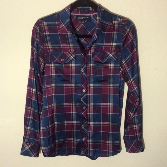Silky Plaid Blouse
