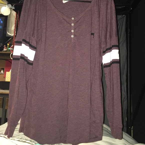 PINK Maroon Long Sleeve T