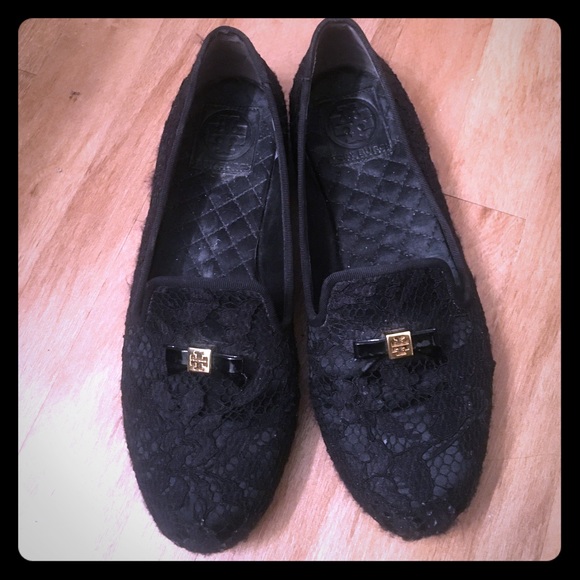 Tory Burch Black Lace Loafers