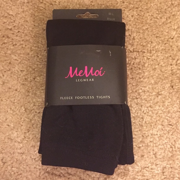 Size M/L black fleece footless tights