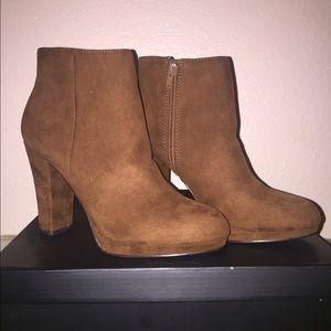 Chestnut faux suede booties