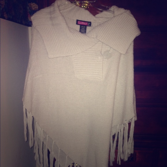 Poncho with fringe