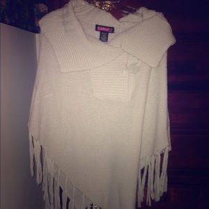 Poncho with fringe