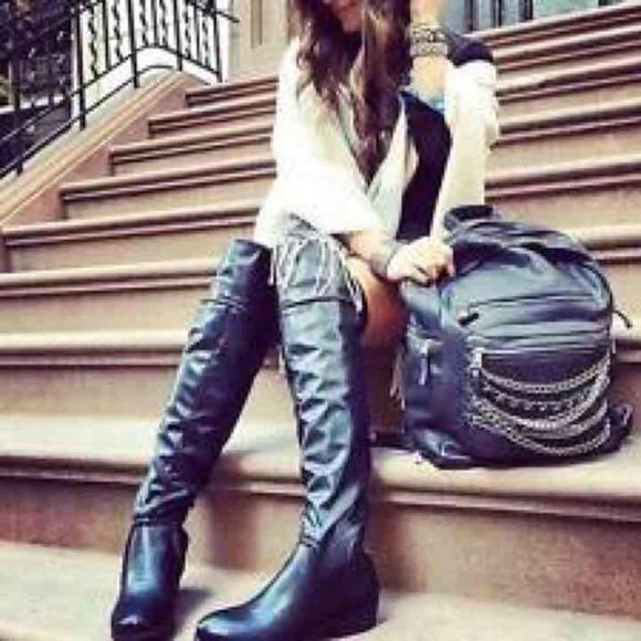 LF knee high black boots