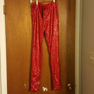 Red sequin leggings style pants brand new with tag