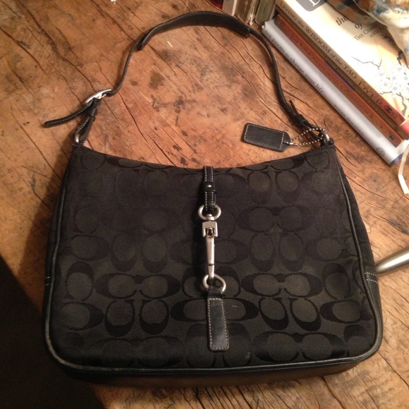 Coach Black Canvas and Leather Purse