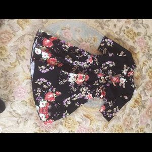 Black summer dress, with floral print. UK brand.