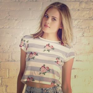 Adam Levine Floral & Stripe Crop Top