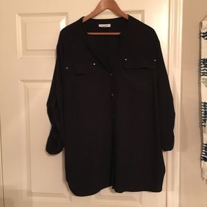 Lovely black flowy blouse with gold buttons