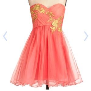 Modcloth peach & gold " Garden Cotillion Dress"