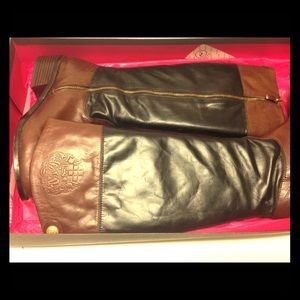 Vince Camuto brown and black leather riding boots