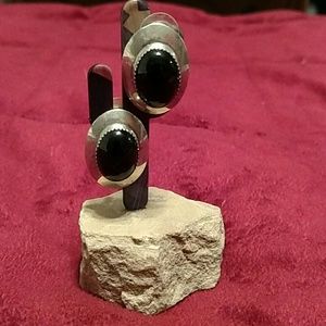 STERLING AND ONYX EARRINGS