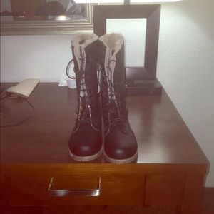 Black lace up ankle boots