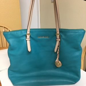 Authentic Michael Kors Leather Teal Tote
