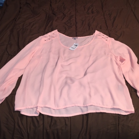 Pink/Salmon Sheer long sleeve blouse