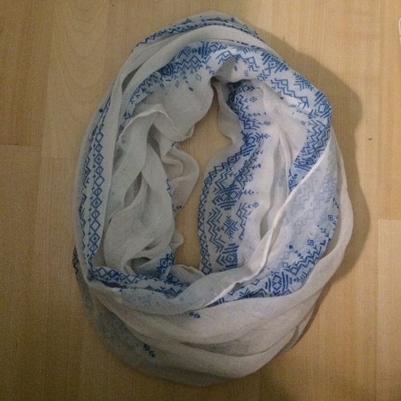 Beautify white and blue scarf