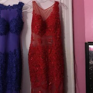 Sherri hill red mermaid dress