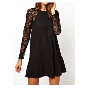 Long sleeve lace chiffon dress