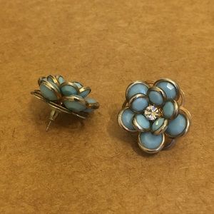 Light Blue Flower Statement Earrings