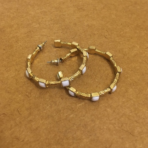 White and Gold Hoop Earrings