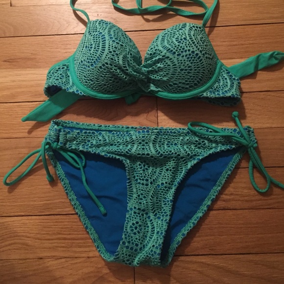 Crochet Green/Blue Bikini