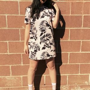 Palm Tree Print Shirt Dress