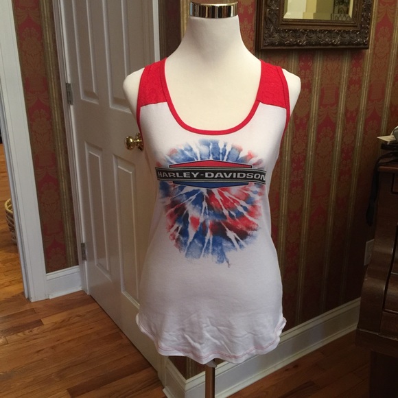 Harley Davidson Tank White Red Large Cute!