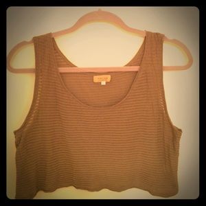 Sheer crop top in dark tan.