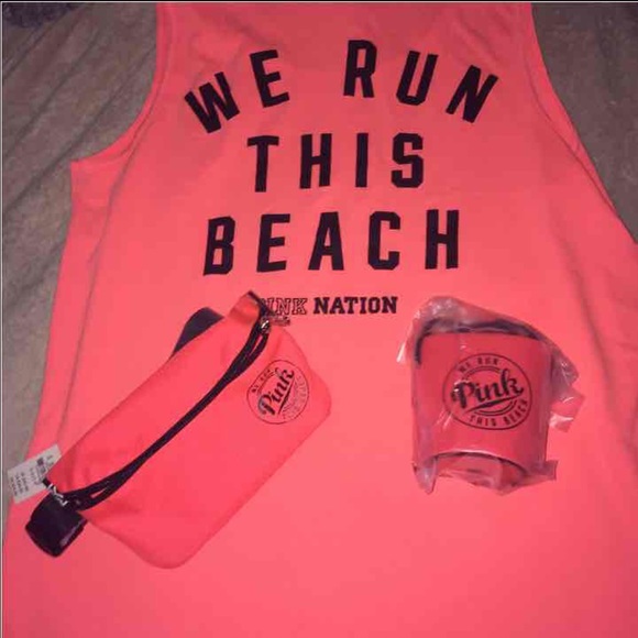 PINK Victoria's Secret Tops - We run this beach & Loozie set