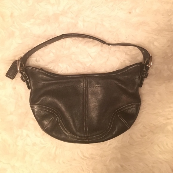 Small black leather coach handbag