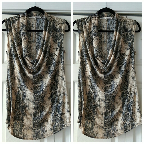 Snake print cowl neck tank top