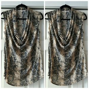 Snake print cowl neck tank top