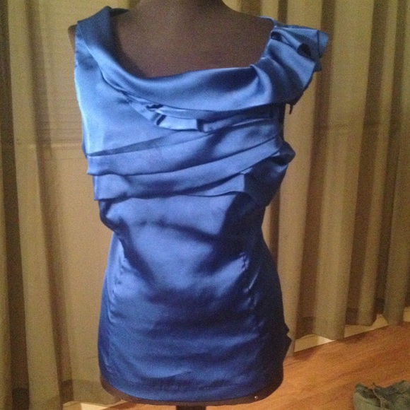 New York & company blouse. Royal blue/ silky