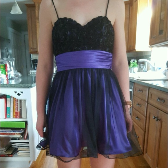 Purple and black semi formal dress