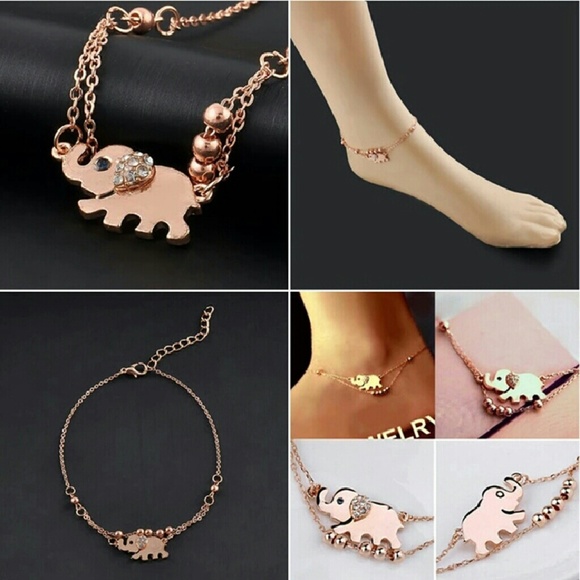 Jewelry - Rose gold Elephant anklet chain foot bracelet
