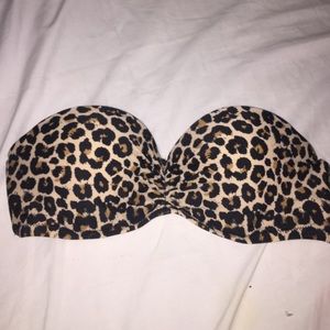 Bandeau Cheetah Print Bikini Top