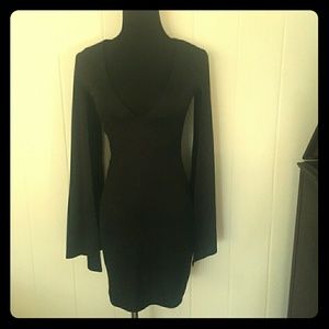 Spilt cape sleeve black dress