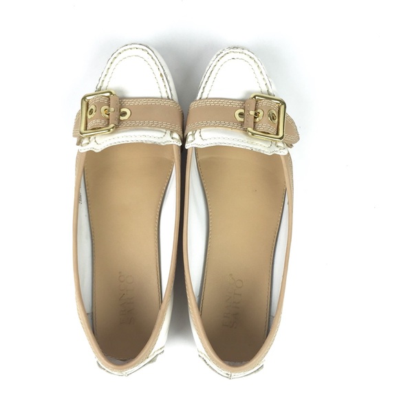 Franco Sarto white flats